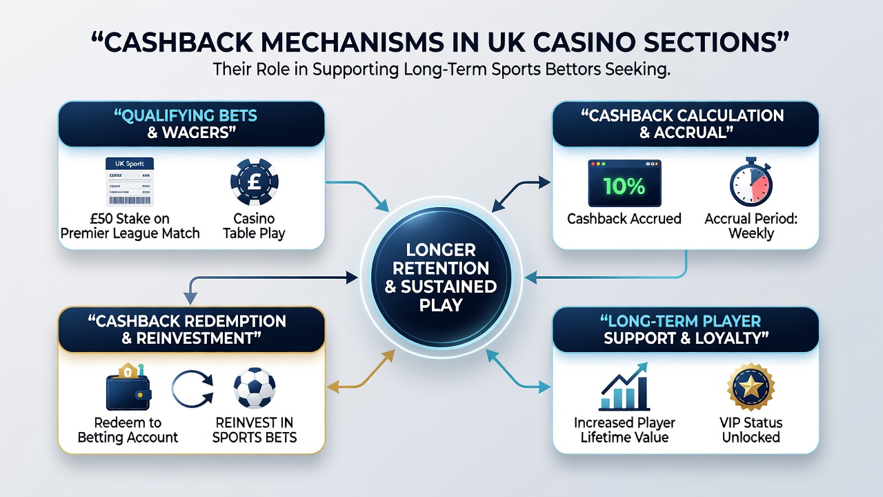 Sports bettor reviewing account statements showing casino cashback credits applied to a UK betting platform in June 2026