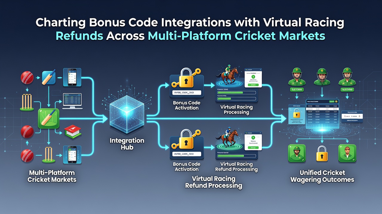 Screenshot of a multi-platform cricket betting interface with virtual racing refund indicators