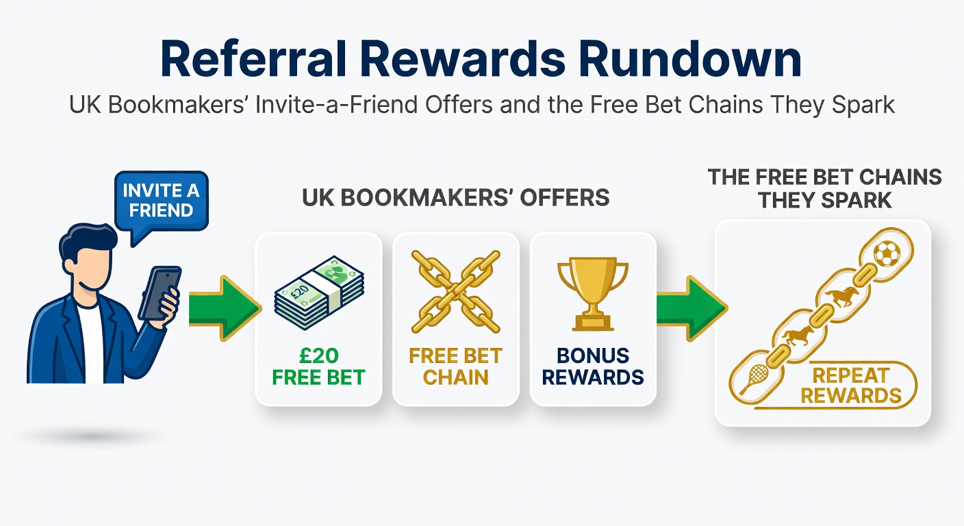 Network diagram depicting free bet chains branching out from initial referrals, with tokens flowing between multiple accounts