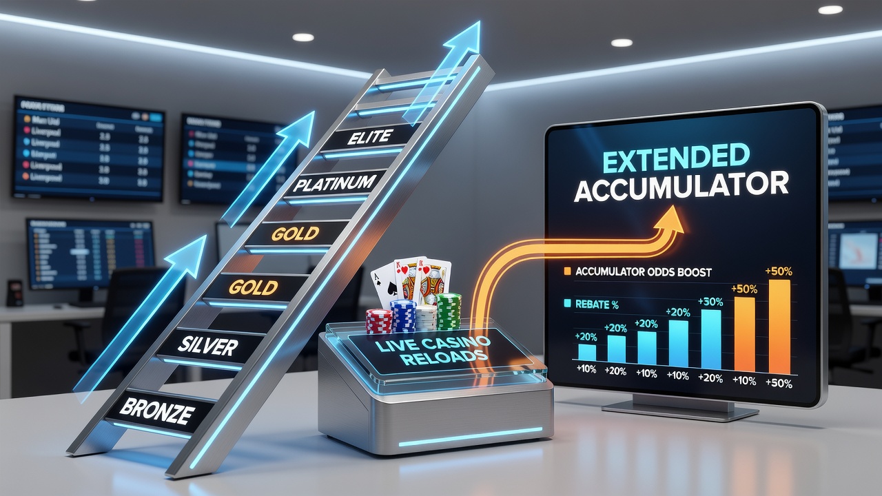 Loyalty tier progression showing how casino reloads extend accumulator protections in UK betting